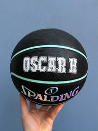 Load image into Gallery viewer, Personalised Spalding Rubber Black/Mint Highlight Foil Basketball (Size 5, 6)
