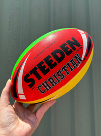 Load image into Gallery viewer, Personalised Multi Colour Steeden Rugby League Ball (Mini Size, Mod Size)
