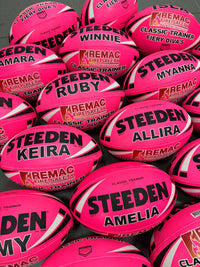 Load image into Gallery viewer, Personalised Pink Steeden Rugby League Balls (Size 5)
