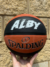 Load image into Gallery viewer, Personalised Spalding Rubber Basketball TF 150 - Black/Orange (Size 5)
