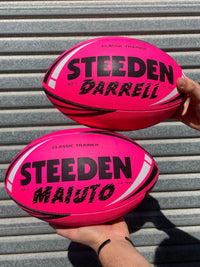 Load image into Gallery viewer, Personalised Pink Steeden Rugby League Balls (Size 5)
