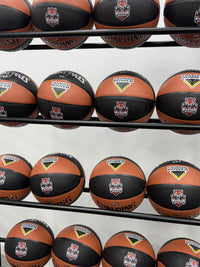 Load image into Gallery viewer, Personalised Spalding Composite Leather Black/Orange TF-250 Basketball (Size 5, 6, 7)
