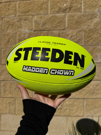 Load image into Gallery viewer, Personalised Yellow Steeden Rugby League Balls (Size 5)
