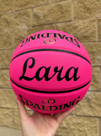 Load image into Gallery viewer, Personalised Pink Composite Leather Spalding Basketball (Size 6)
