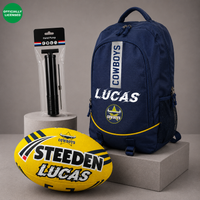 Load image into Gallery viewer, Personalised North QLD Cowboys Player Pack Bundle (Official Ball + Backpack + Ball Pump)
