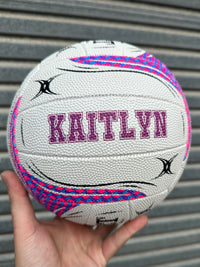 Load image into Gallery viewer, Personalised Gilbert White Spectra Netball (SIZE 4, 5)

