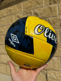 Load image into Gallery viewer, Personalised Yellow/Blue Umbro Neo Swerve Soccer Ball (SIZE 5)
