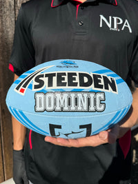 Load image into Gallery viewer, Personalised Cronulla Sharks Official NRL Ball (Size 5)
