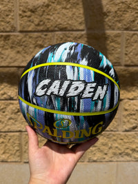 Load image into Gallery viewer, Personalised Spalding Rubber Basketball Lime Multi Marble (Size 5, 6, 7)
