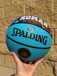 Load image into Gallery viewer, Personalised Spalding NBL Aqua Blue Indigenous Basketball (Size 5, 6, 7)
