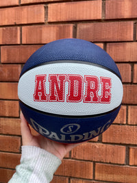 Load image into Gallery viewer, Personalised Spalding Rubber Basketball Red/White/Blue TF-150 (Size 5)
