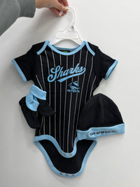 Load image into Gallery viewer, Personalised Cronulla Sharks NRL Lullaby 3pc Baby Gift Set
