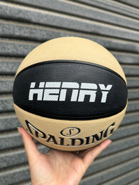 Load image into Gallery viewer, Personalised Spalding Rubber Black and Oatmeal Basketball TF-150 (Size 4)
