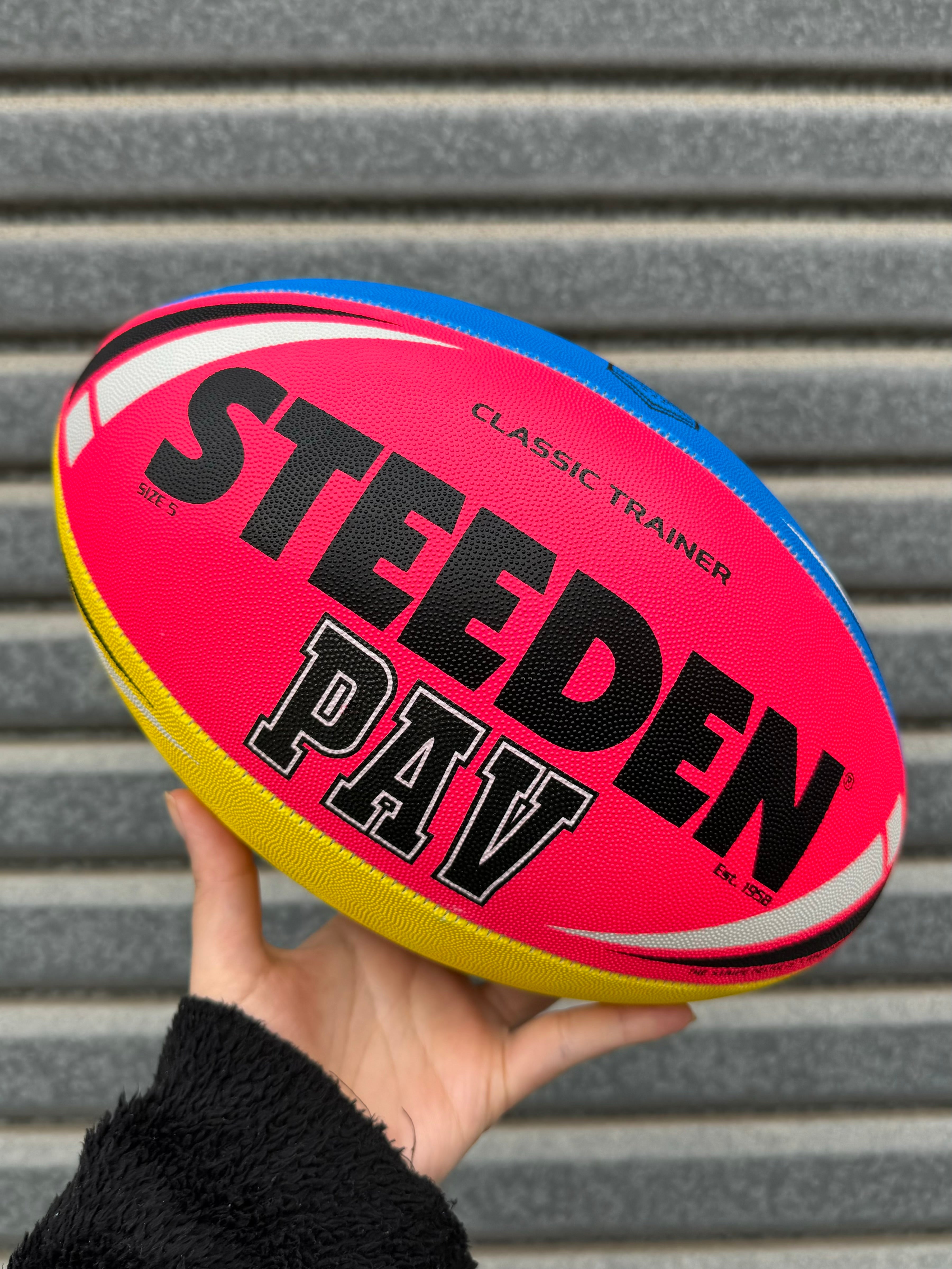 Personalised Multi Colour Steeden Rugby League Ball (Size 5, Mini)