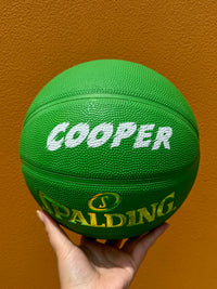 Load image into Gallery viewer, Personalised Spalding Rubber Green Highlight Rush Basketball (Size 5, 6, 7)
