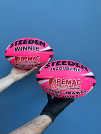 Load image into Gallery viewer, Personalised Pink Steeden Rugby League Balls (Size 5)
