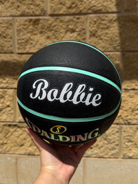 Load image into Gallery viewer, Personalised Spalding Rubber Black/Mint Highlight Foil Basketball (Size 5, 6)
