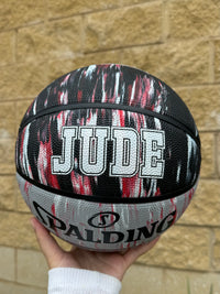 Load image into Gallery viewer, Personalised Spalding Black/Red Marble Basketball (Size 6, 7)
