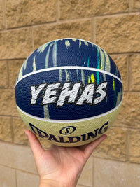 Load image into Gallery viewer, Personalised Spalding Blue Multi Marble Glow Rubber Basketball (Size 5, 6, 7)
