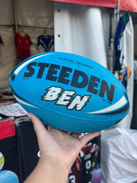 Load image into Gallery viewer, Personalised Rugby League Starter Pack Bundle (Blue Steeden Ball + Sports Bag + Ball Pump)
