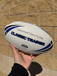 Load image into Gallery viewer, Personalised White/Blue Steeden Rugby League Balls (Mod Size)
