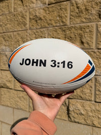 Load image into Gallery viewer, Personalised 2027 Match Rugby League White/Navy/Orange Steeden (size 5)
