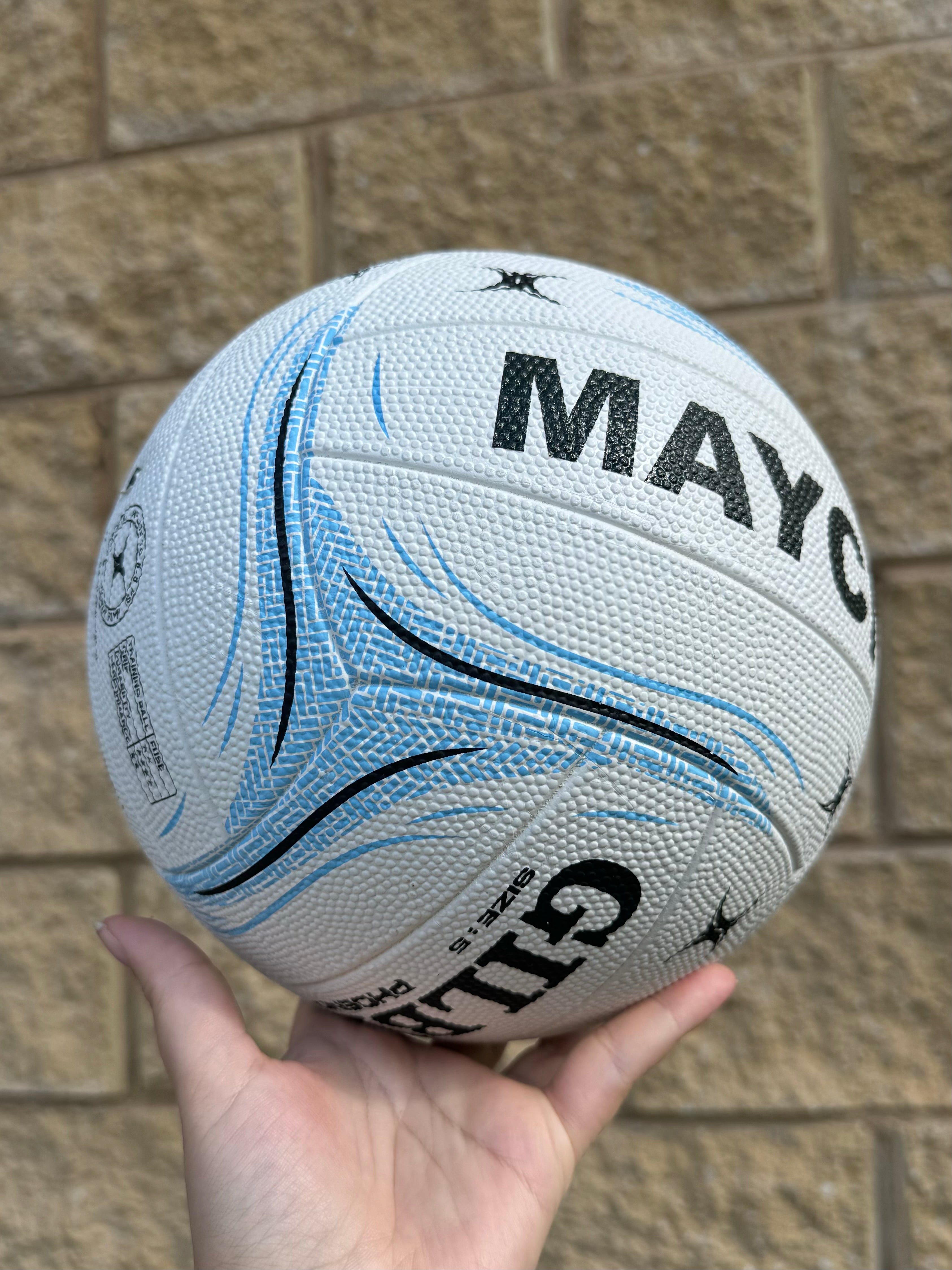 Personalised Gilbert Phoenix Netball White and Blue (SIZE 4, 5)