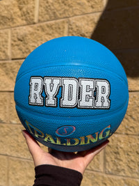 Load image into Gallery viewer, Personalised Spalding Rubber Blue Highlight Rush Basketball (Size 5, 6, 7)
