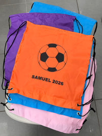 Load image into Gallery viewer, Personalised Soccer Drawstring Bag
