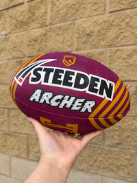 Load image into Gallery viewer, Personalised Brisbane Broncos Official NRL Ball (Size 5)

