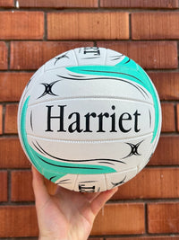 Load image into Gallery viewer, Personalised Gilbert Exo White and Teal Netball (SIZE 4, 5)
