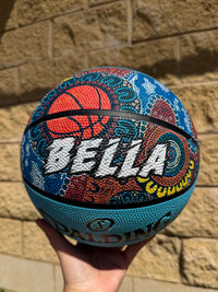 Load image into Gallery viewer, Personalised Spalding NBL Aqua Blue Indigenous Basketball (Size 5, 6, 7)
