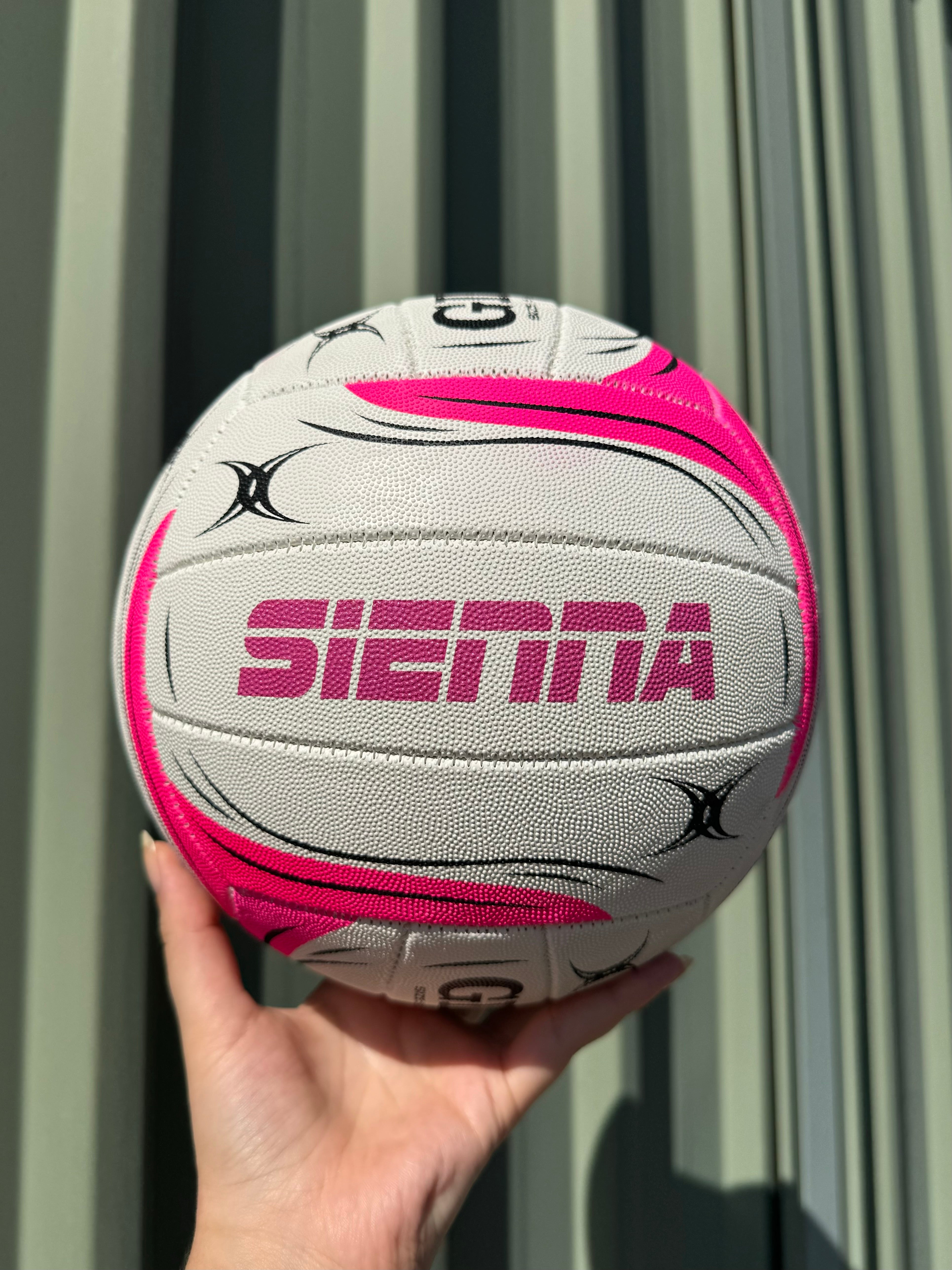 Personalised Gilbert Exo White and pink Netball (SIZE 4, 5)