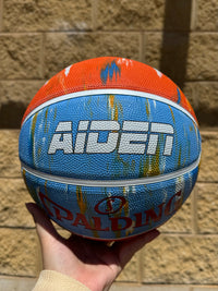 Load image into Gallery viewer, Personalised Spalding Rubber Basketball Rocky Desert Orange Marble (Size 6, 7)
