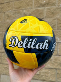 Load image into Gallery viewer, Personalised Yellow/Blue Umbro Neo Swerve Soccer Ball (SIZE 5)
