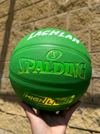 Load image into Gallery viewer, Personalised Spalding Rubber Green Highlight Rush Basketball (Size 5, 6, 7)
