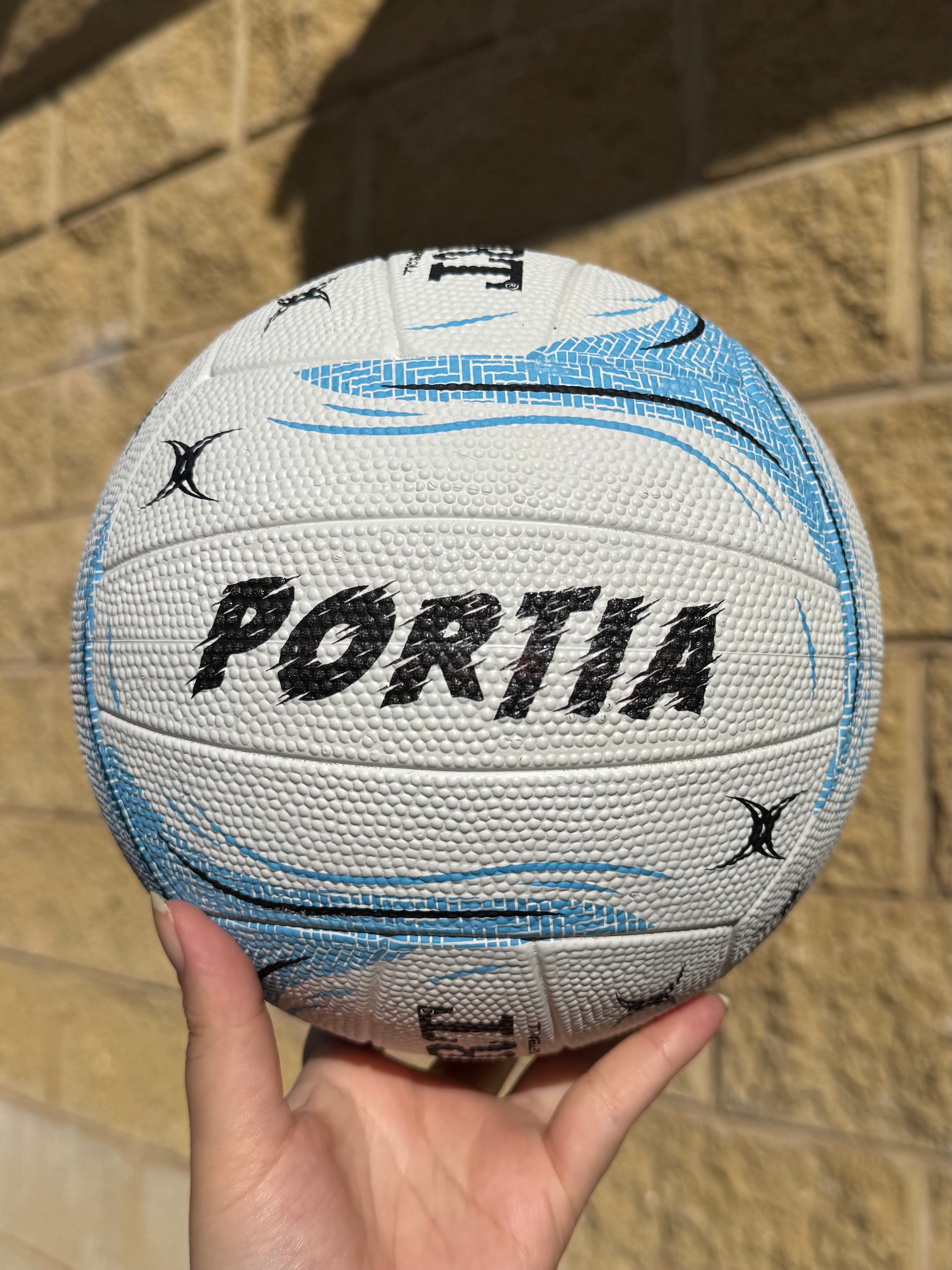 Personalised Gilbert Phoenix Netball White and Blue (SIZE 4, 5)