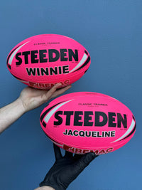 Load image into Gallery viewer, Personalised Pink Steeden Rugby League Balls (Size 5)
