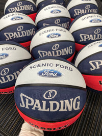 Load image into Gallery viewer, Personalised Spalding Rubber Basketball Red/White/Blue TF-150 (Size 5)
