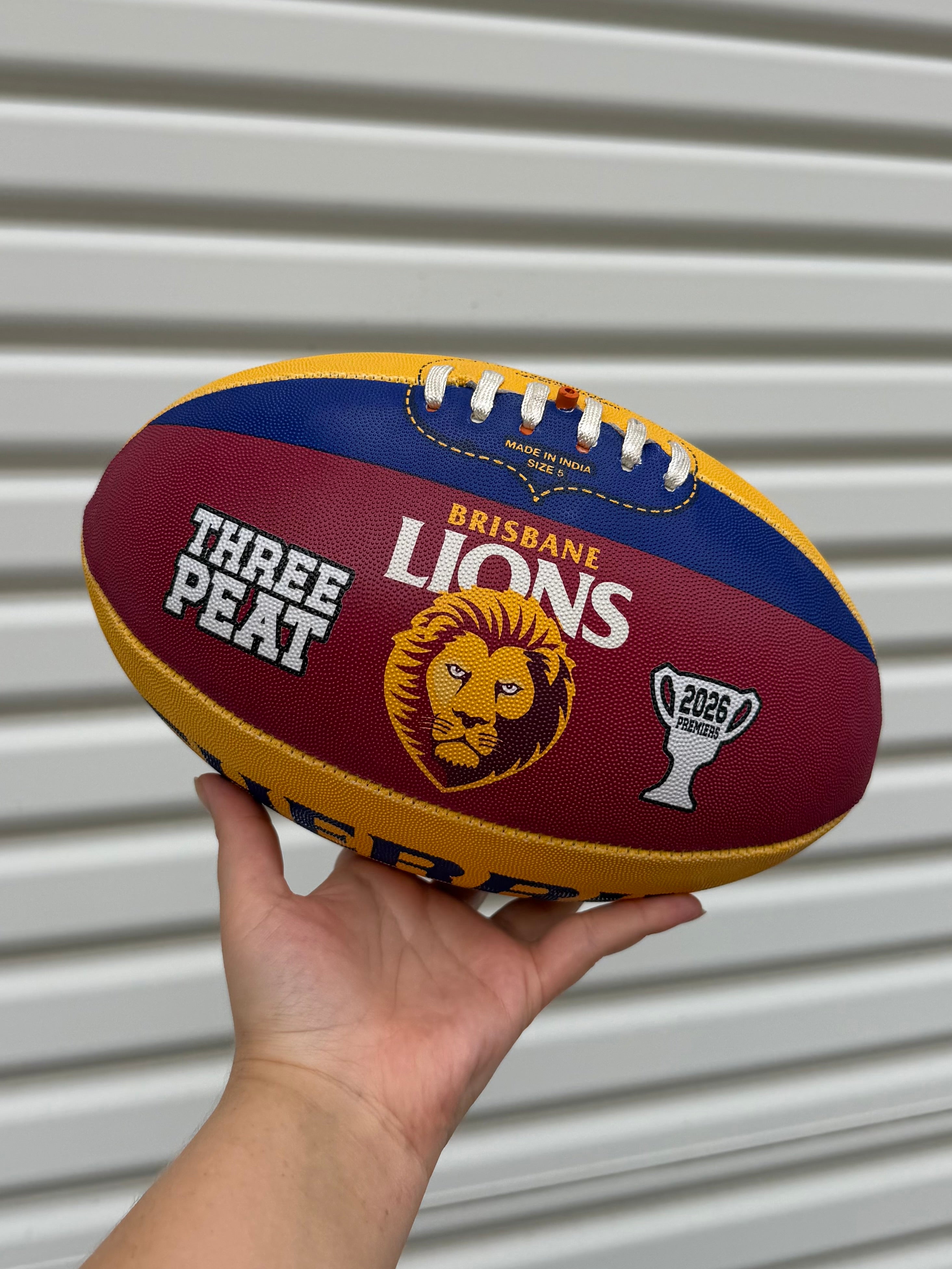 Personalised AFL Official Brisbane Lions Premiers 2026 Club Football (Size 5)