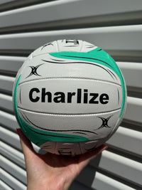 Load image into Gallery viewer, Personalised Gilbert Exo White and Teal Netball (SIZE 4, 5)
