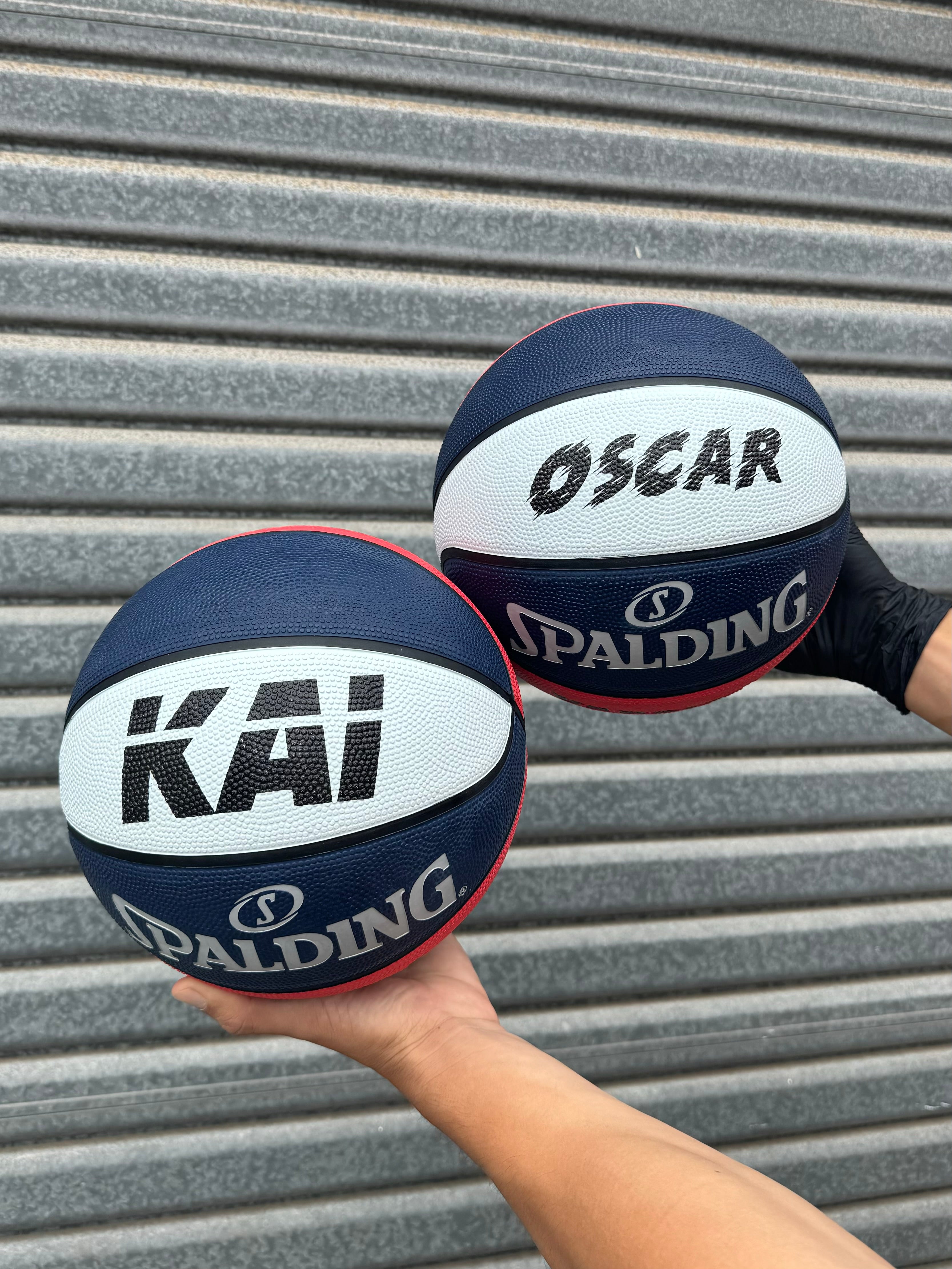 Personalised Spalding Rubber Basketball Red/White/Blue - TF FLEX (Size 4)