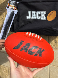 Load image into Gallery viewer, Personalised AFL Starter Pack Bundle (Red AFL Ball + Sports Bag + Ball Pump)

