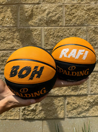 Load image into Gallery viewer, Personalised Spalding Aussie Hoops Black &amp; Orange Basketball (Size 4, 5)
