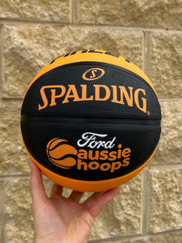 Load image into Gallery viewer, Personalised Spalding Aussie Hoops Black &amp; Orange Basketball (Size 4, 5)
