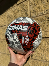 Load image into Gallery viewer, Personalised White/Red Umbro Neo Swerve Soccer Ball (SIZE 3, 4, 5)

