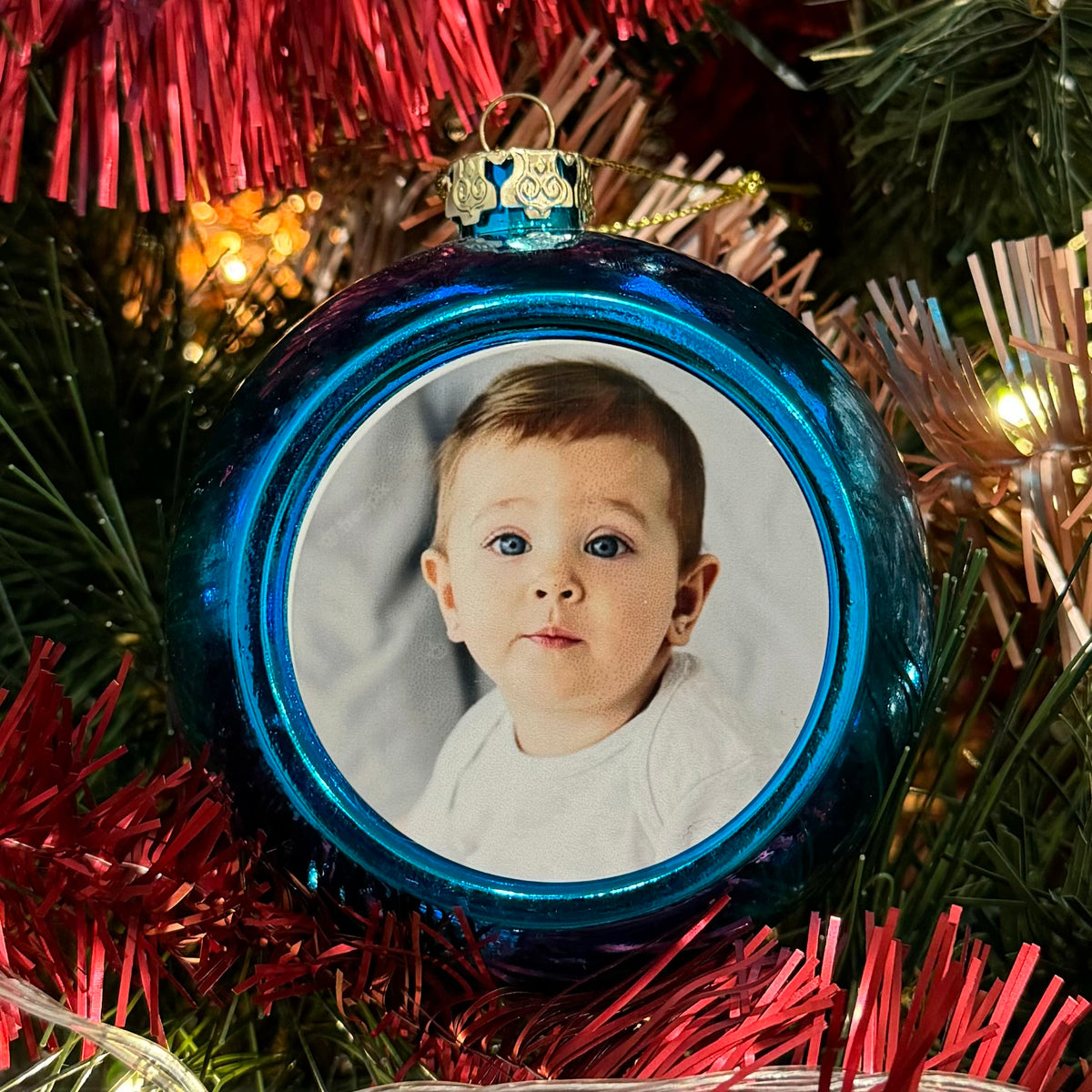 Personalised Blue Christmas Bauble