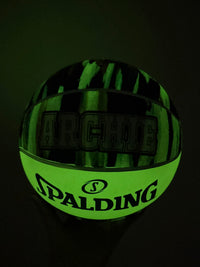 Load image into Gallery viewer, Personalised Spalding Blue Multi Marble Glow Rubber Basketball (Size 5, 6, 7)
