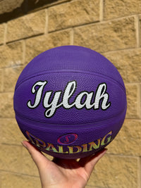 Load image into Gallery viewer, Personalised Spalding Rubber Purple Highlight Rush Basketball (Size 5, 6)
