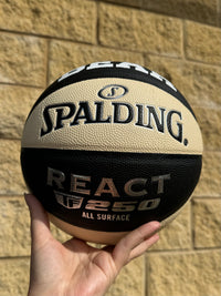 Load image into Gallery viewer, Personalised Spalding Composite Leather Black/Oatmeal TF-250 Basketball (Size 5, 6, 7)

